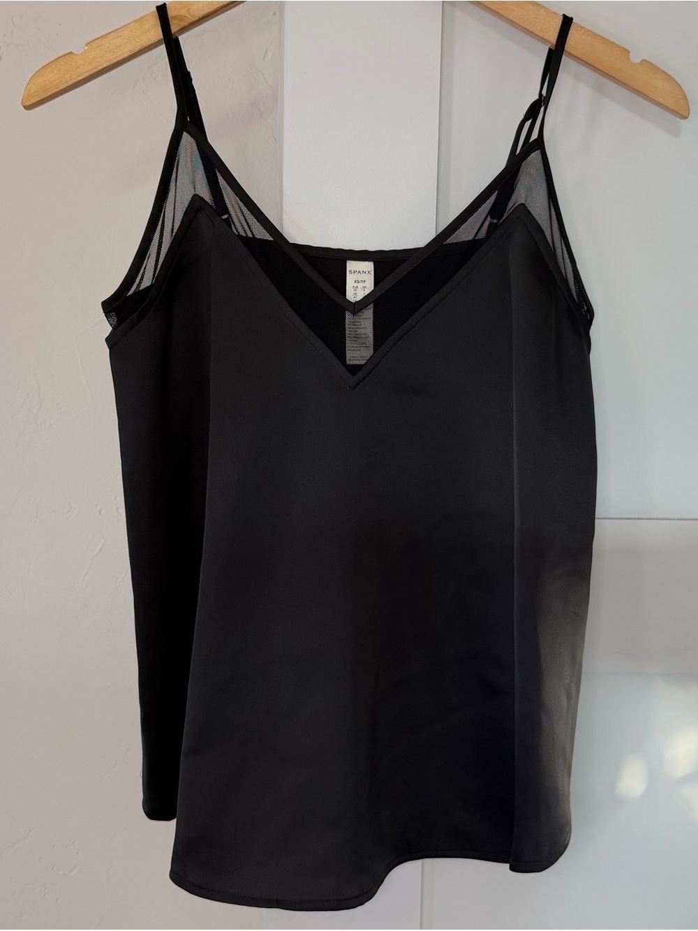 SPANX Black V-Neck Mesh-Trim Camisole Tank Top